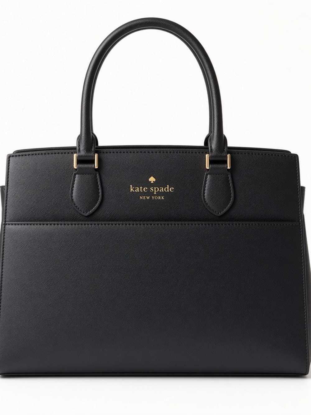 Kate Spade New York black saffiano leather satchel.